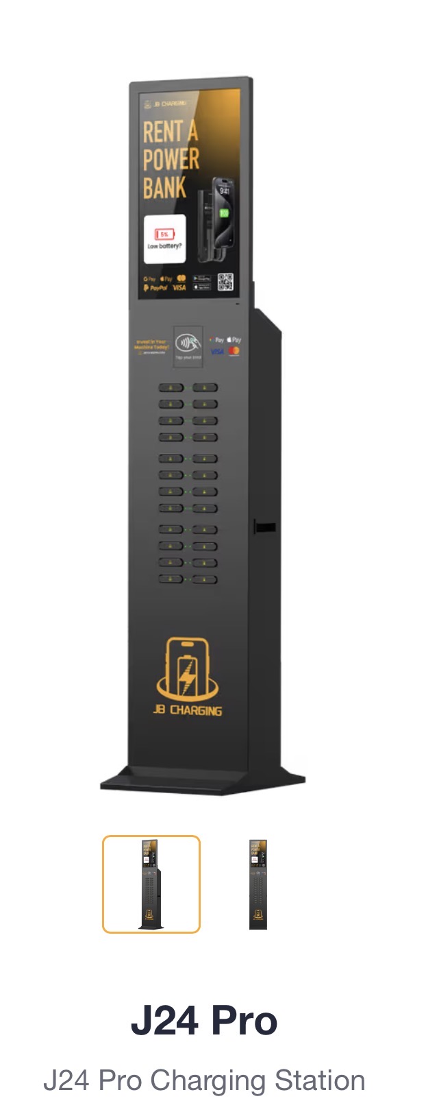 J24 Pro freestanding phone charging station, shown in full